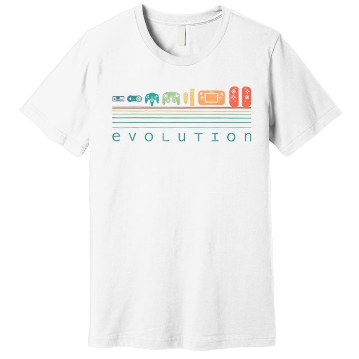 Video Game Controller Evolution 80s 90s Retro Gaming Gamer Premium T-Shirt