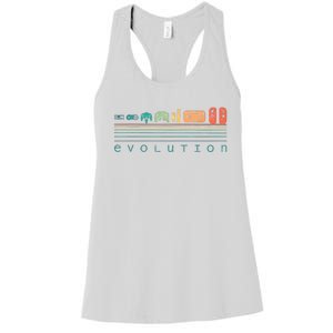 Video Game Controller Evolution 80s 90s Retro Gaming Gamer Women's Racerback Tank