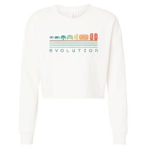 Video Game Controller Evolution 80s 90s Retro Gaming Gamer Cropped Pullover Crew