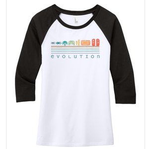 Video Game Controller Evolution 80s 90s Retro Gaming Gamer Women's Tri-Blend 3/4-Sleeve Raglan Shirt