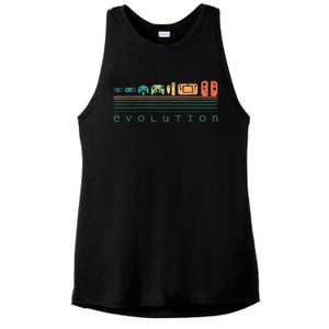 Video Game Controller Evolution 80s 90s Retro Gaming Gamer Ladies PosiCharge Tri-Blend Wicking Tank