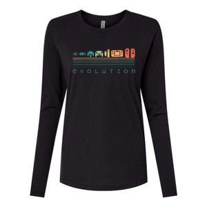 Video Game Controller Evolution 80s 90s Retro Gaming Gamer Womens Cotton Relaxed Long Sleeve T-Shirt