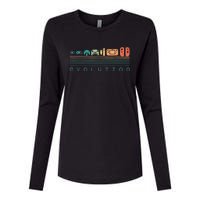 Video Game Controller Evolution 80s 90s Retro Gaming Gamer Womens Cotton Relaxed Long Sleeve T-Shirt