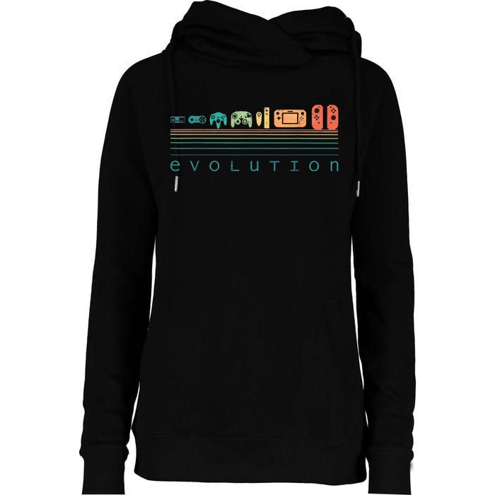 Video Game Controller Evolution 80s 90s Retro Gaming Gamer Womens Funnel Neck Pullover Hood