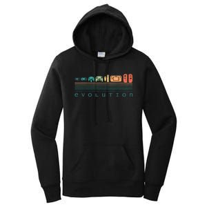 Video Game Controller Evolution 80s 90s Retro Gaming Gamer Women's Pullover Hoodie