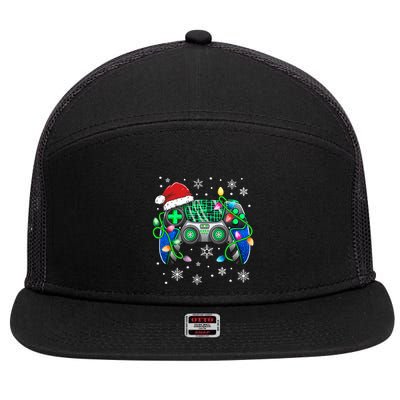 Video Game Controller Christmas Santa Hat Gamer  7 Panel Mesh Trucker Snapback Hat