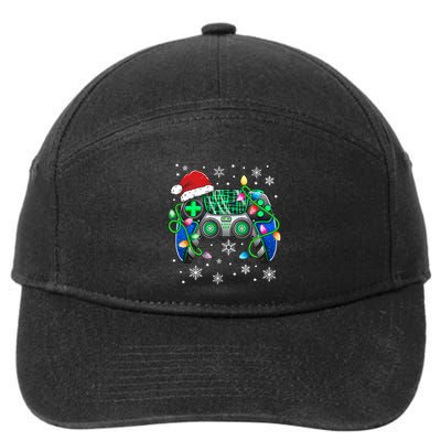 Video Game Controller Christmas Santa Hat Gamer  7-Panel Snapback Hat
