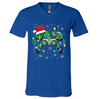 Video Game Controller Christmas Santa Hat Gamer  V-Neck T-Shirt