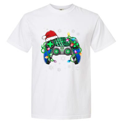 Video Game Controller Christmas Santa Hat Gamer  Garment-Dyed Heavyweight T-Shirt