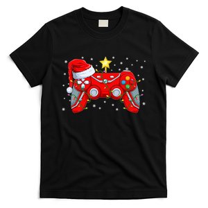 Video Game Controller Christmas Santa Hat Gamer Boys Xmas T-Shirt