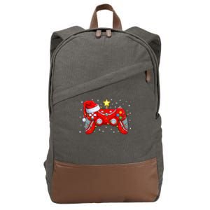 Video Game Controller Christmas Santa Hat Gamer Boys Xmas Cotton Canvas Backpack