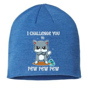 Video Games Cat Gamer Player I Challenge You Pew Pew Pew Gift Sustainable Beanie