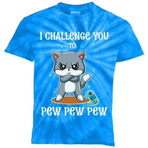 Video Games Cat Gamer Player I Challenge You Pew Pew Pew Gift Kids Tie-Dye T-Shirt