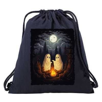 Vintage Ghost Camping Campfire Gothic Halloween Drawstring Bag