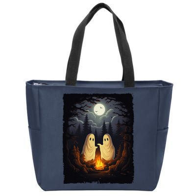 Vintage Ghost Camping Campfire Gothic Halloween Zip Tote Bag