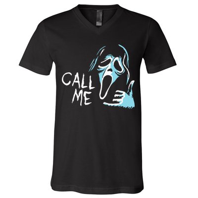 Vintage Ghostface Call Me Scream Movie Halloween V-Neck T-Shirt