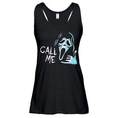 Vintage Ghostface Call Me Scream Movie Halloween Ladies Essential Flowy Tank