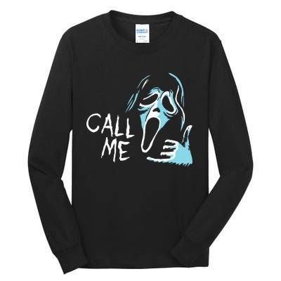 Vintage Ghostface Call Me Scream Movie Halloween Tall Long Sleeve T-Shirt