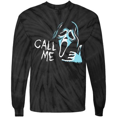 Vintage Ghostface Call Me Scream Movie Halloween Tie-Dye Long Sleeve Shirt