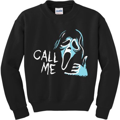 Vintage Ghostface Call Me Scream Movie Halloween Kids Sweatshirt