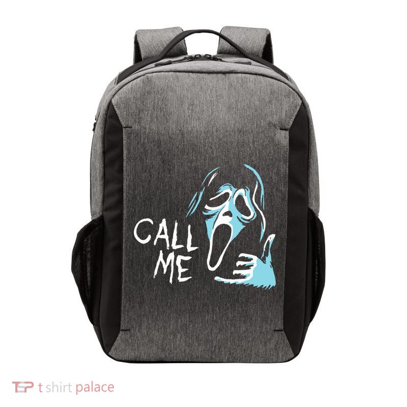 Vintage Ghostface Call Me Scream Movie Halloween Vector Backpack