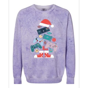 Video Game Controller Christmas Tree Gamer Funny Gift Colorblast Crewneck Sweatshirt