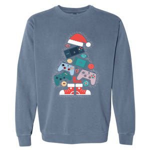 Video Game Controller Christmas Tree Gamer Funny Gift Garment-Dyed Sweatshirt