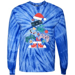 Video Game Controller Christmas Tree Gamer Funny Gift Tie-Dye Long Sleeve Shirt