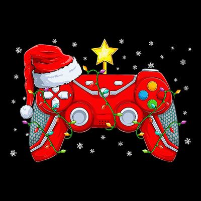 Video Game Controller Christmas Santa Hat Gamer Xmas T-Shirt