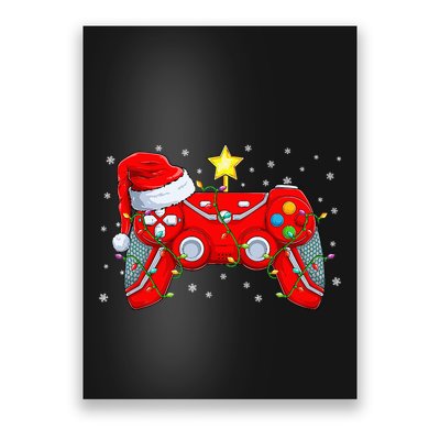 Video Game Controller Christmas Santa Hat Gamer Xmas Poster