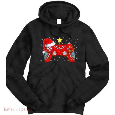 Video Game Controller Christmas Santa Hat Gamer Xmas Tie Dye Hoodie