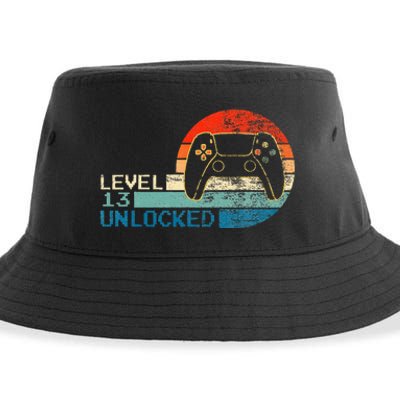 Video Game Controller Unlocked Level 13 Birthday Boy Sustainable Bucket Hat