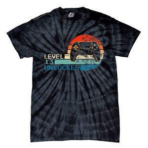 Video Game Controller Unlocked Level 13 Birthday Boy Tie-Dye T-Shirt