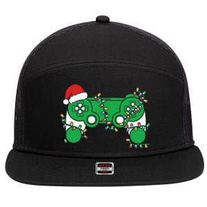 Video Game Controller Christmas Santa Hat Gamer 7 Panel Mesh Trucker Snapback Hat