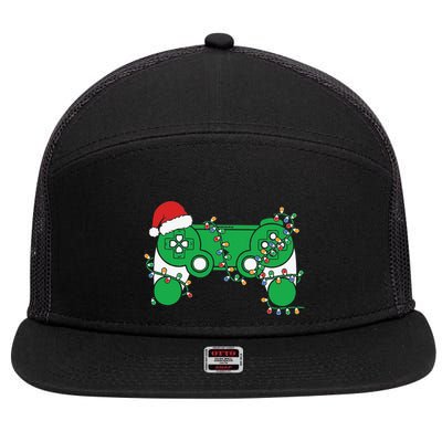 Video Game Controller Christmas Santa Hat Gamer 7 Panel Mesh Trucker Snapback Hat