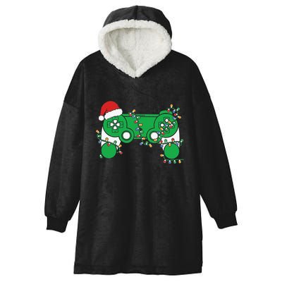Video Game Controller Christmas Santa Hat Gamer Hooded Wearable Blanket