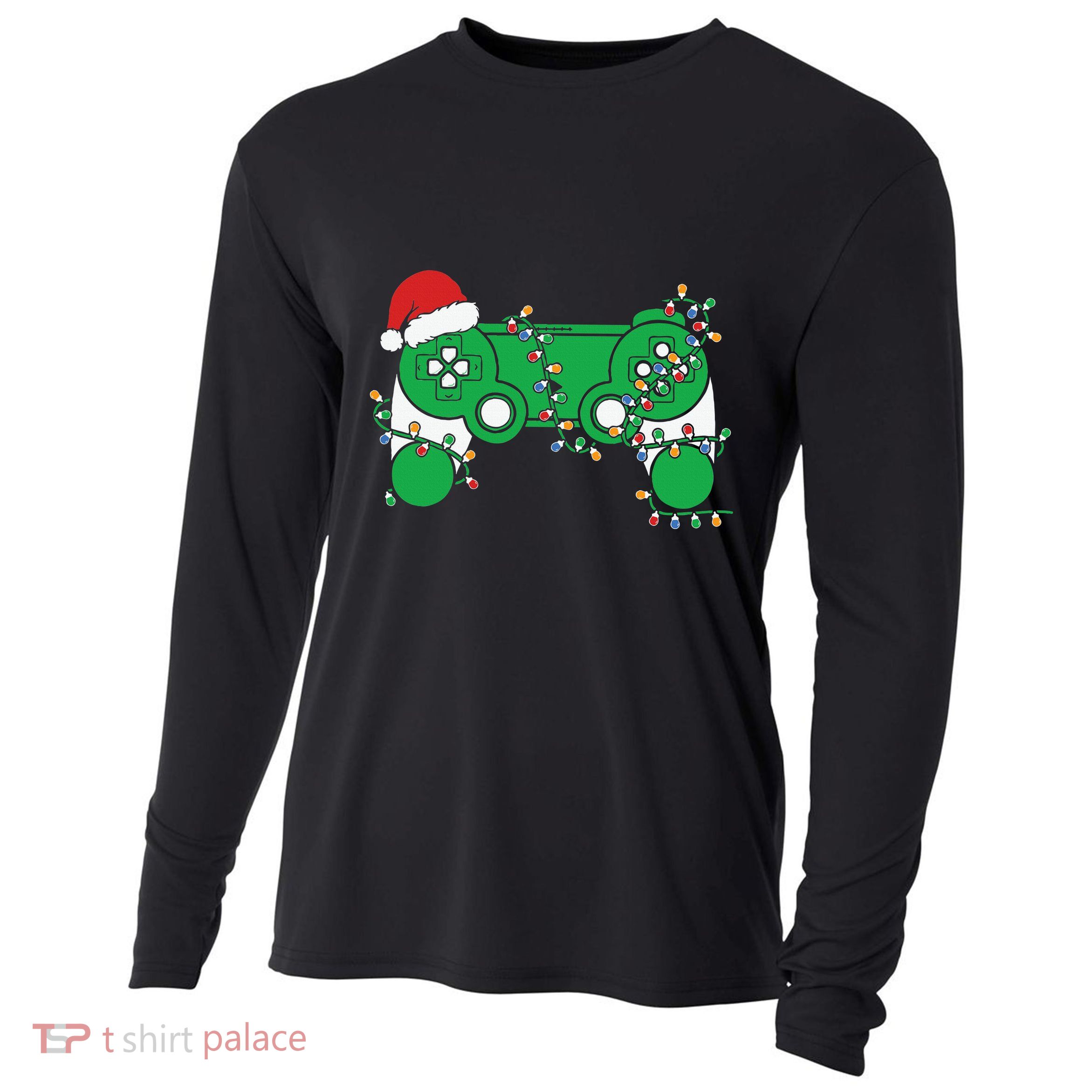 Video Game Controller Christmas Santa Hat Gamer Cooling Performance Long Sleeve Crew