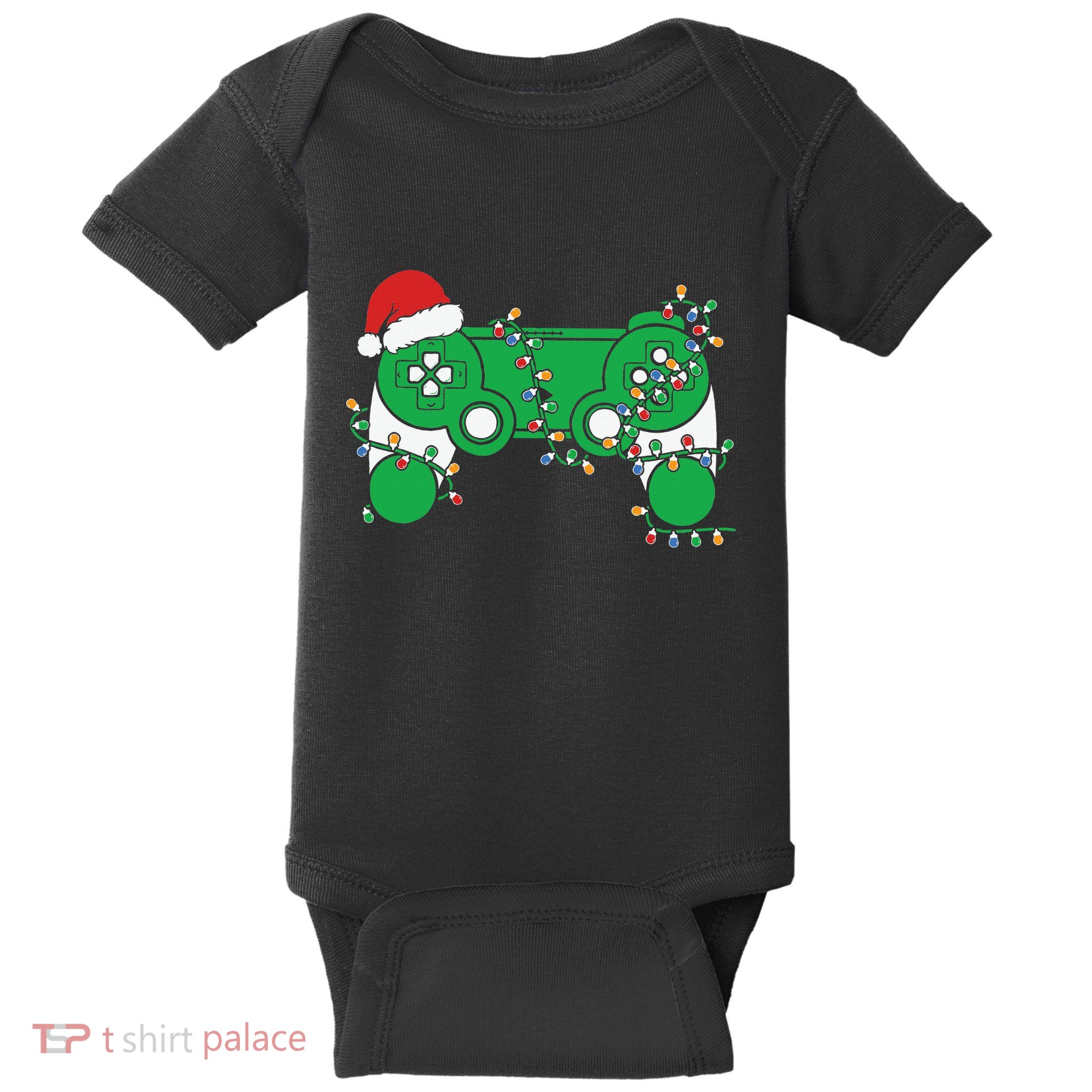 Video Game Controller Christmas Santa Hat Gamer Baby Bodysuit