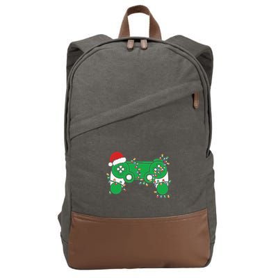 Video Game Controller Christmas Santa Hat Gamer Cotton Canvas Backpack
