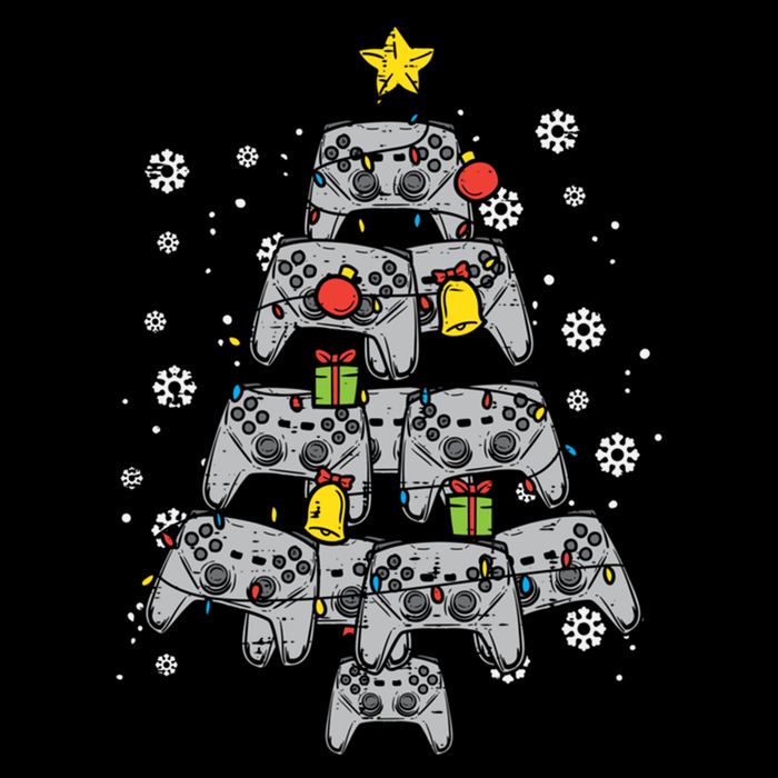 Video Game Controller Christmas Tree Xmas N Cute Gift Cooling Performance Long Sleeve Crew