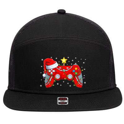 Video Game Controller Christmas Santa Hat Gamer Xmas 7 Panel Mesh Trucker Snapback Hat