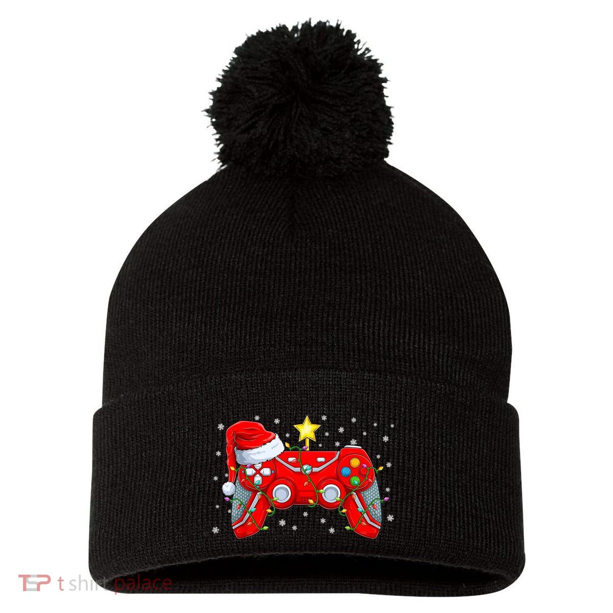 Video Game Controller Christmas Santa Hat Gamer Xmas Pom Pom 12in Knit Beanie