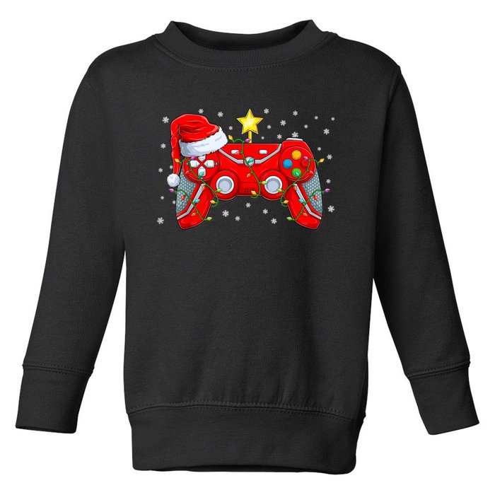 Video Game Controller Christmas Santa Hat Gamer Xmas Toddler Sweatshirt