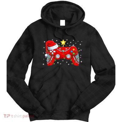 Video Game Controller Christmas Santa Hat Gamer Xmas Tie Dye Hoodie