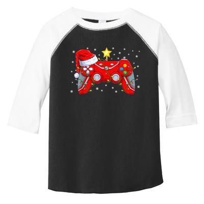 Video Game Controller Christmas Santa Hat Gamer Xmas Toddler Fine Jersey T-Shirt