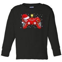 Video Game Controller Christmas Santa Hat Gamer Xmas Toddler Long Sleeve Shirt