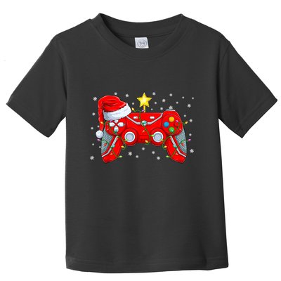 Video Game Controller Christmas Santa Hat Gamer Xmas Toddler T-Shirt
