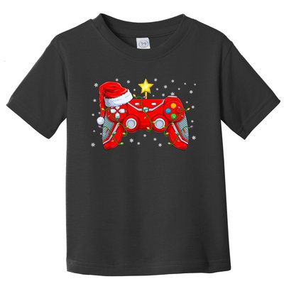 Video Game Controller Christmas Santa Hat Gamer Xmas Toddler T-Shirt