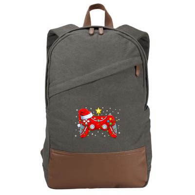 Video Game Controller Christmas Santa Hat Gamer Xmas Cotton Canvas Backpack