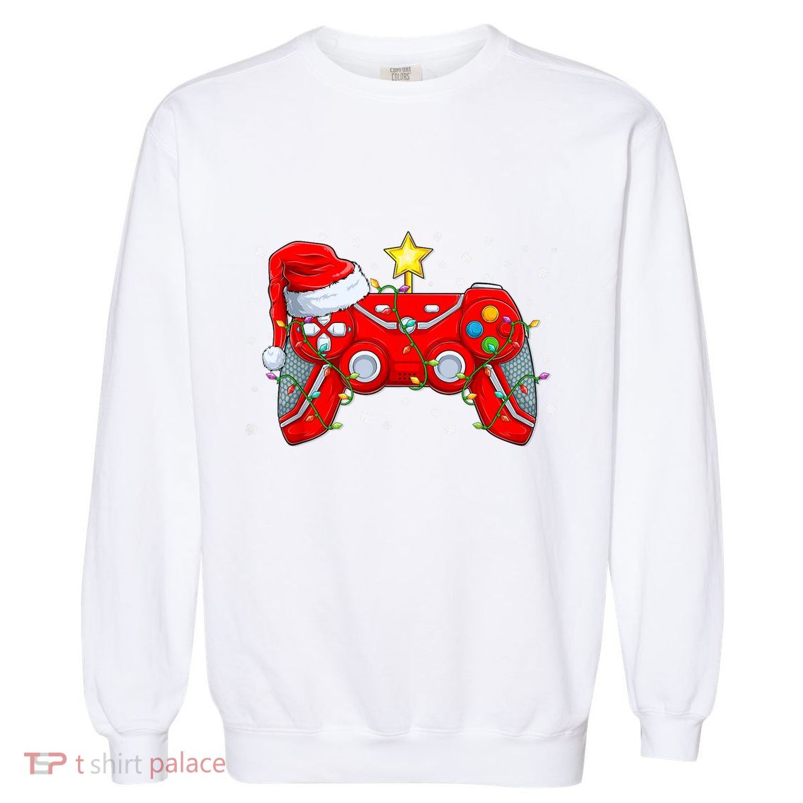 Video Game Controller Christmas Santa Hat Gamer Xmas Garment-Dyed Sweatshirt
